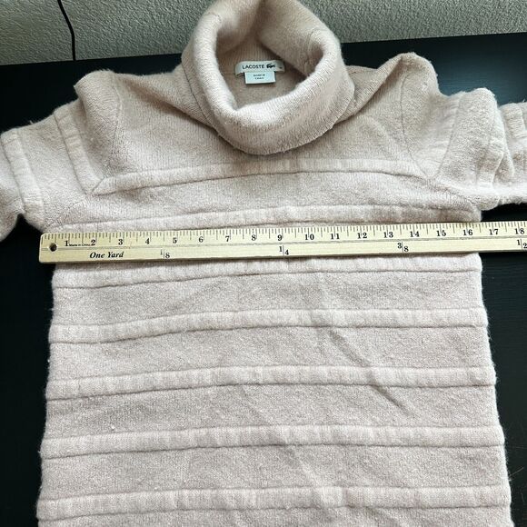 Lacoste Sweater Women 34 US Small Turtleneck Rabbit Wool Blend Knit Light Pink - Picture 7 of 9